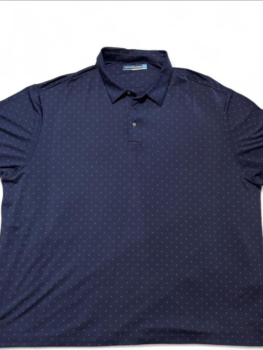 Roundtree & Yorke Performance Navy Polo – Diamond Print – Big & Tall 3XB